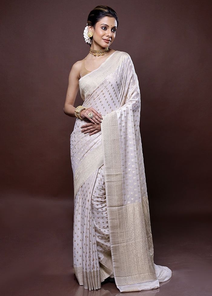 White Georgette Saree Without Blouse Piece - Indian Silk House Agencies