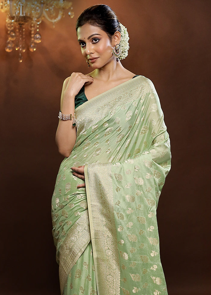 Green Georgette Saree With Blouse Piece