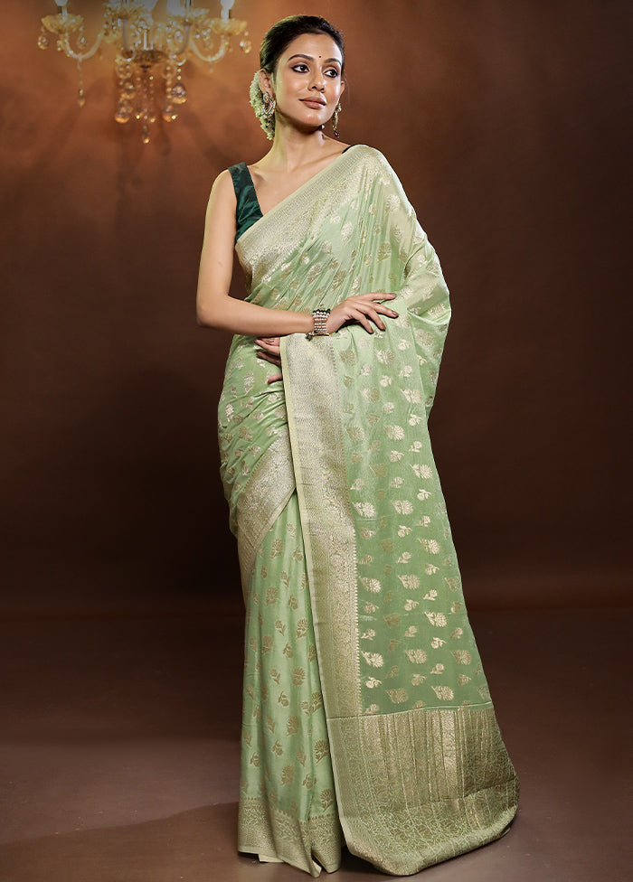 Green Georgette Saree With Blouse Piece