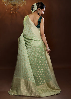 Green Georgette Saree With Blouse Piece