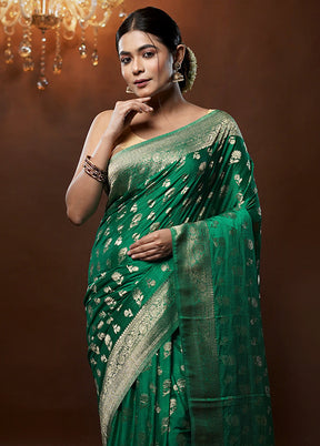 Green Georgette Saree With Blouse Piece - Indian Silk House Agencies