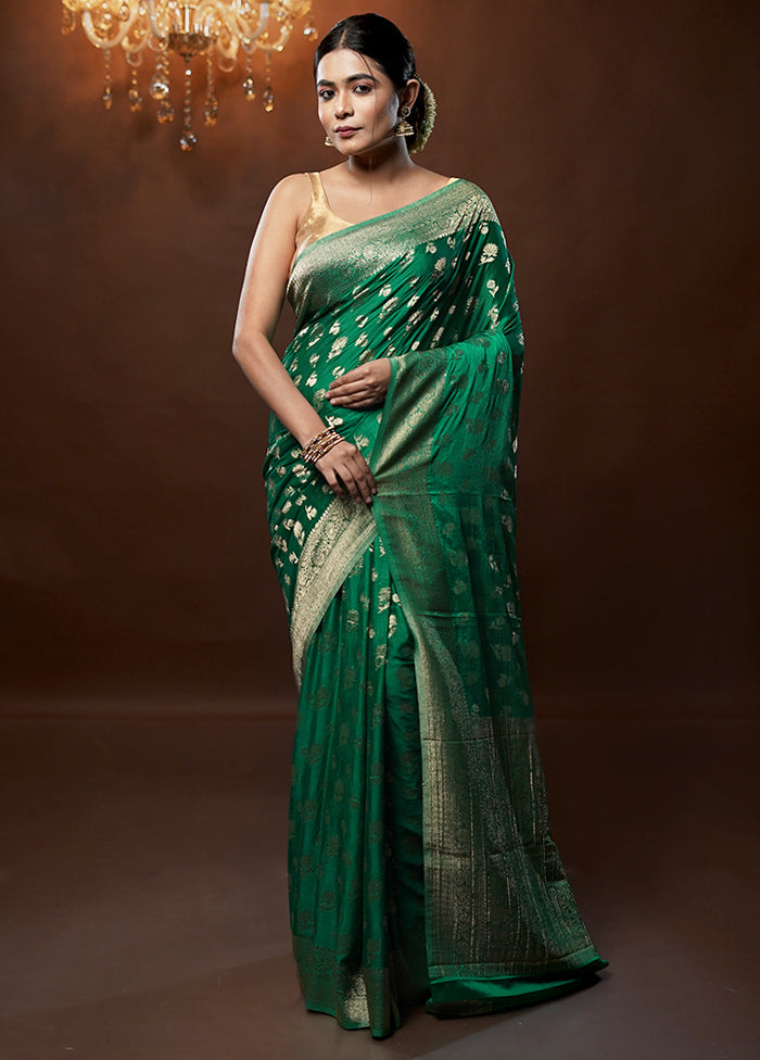 Green Georgette Saree With Blouse Piece