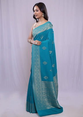 Green Georgette Saree With Blouse Piece - Indian Silk House Agencies