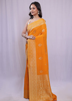 Yellow Georgette Saree With Blouse Piece - Indian Silk House Agencies