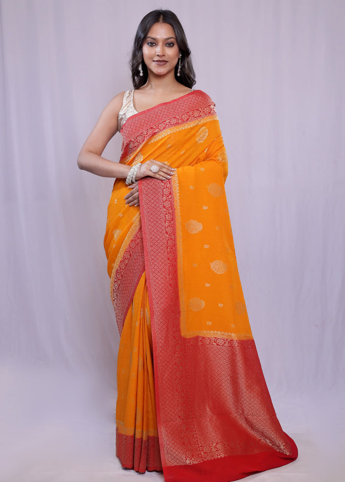 Yellow Georgette Saree With Blouse Piece - Indian Silk House Agencies