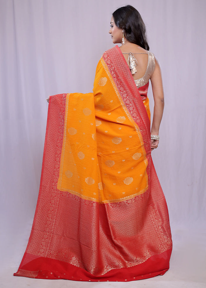 Yellow Georgette Saree With Blouse Piece - Indian Silk House Agencies