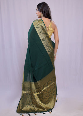 Green Dupion Silk Saree With Blouse Piece - Indian Silk House Agencies