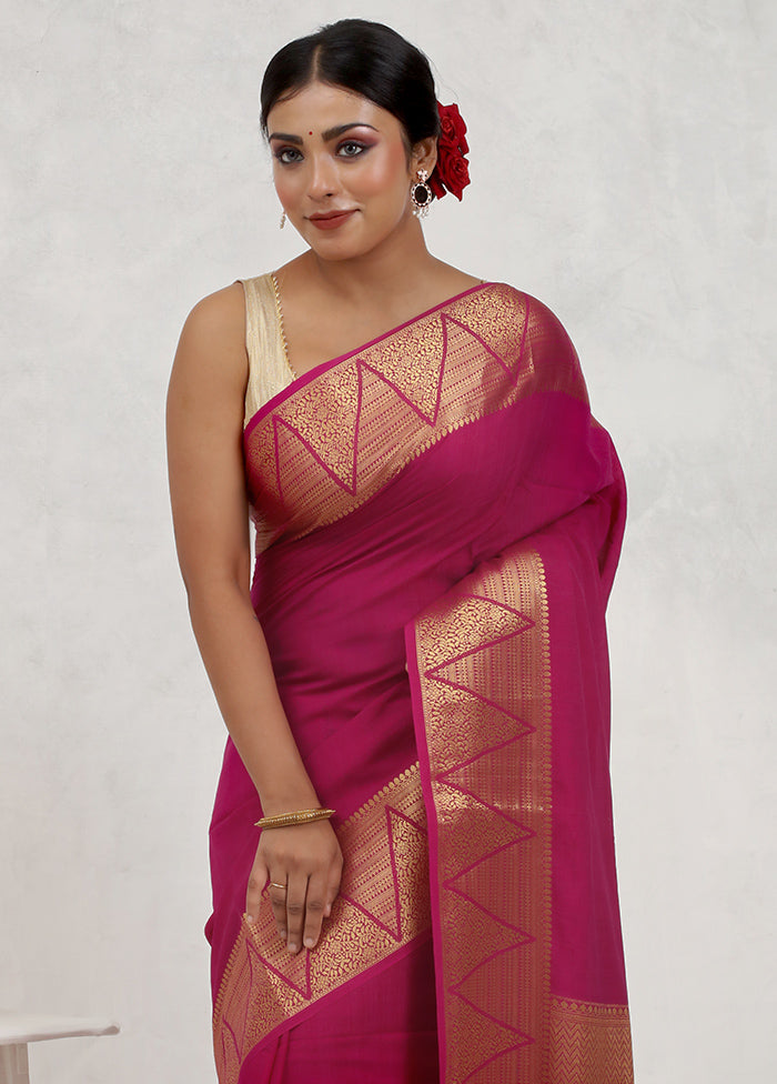 Pink Dupion Silk Saree Without Blouse Piece - Indian Silk House Agencies