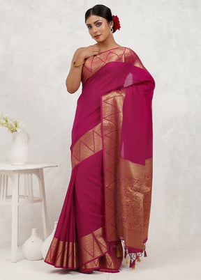 Pink Dupion Silk Saree Without Blouse Piece - Indian Silk House Agencies