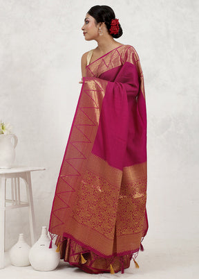 Pink Dupion Silk Saree Without Blouse Piece - Indian Silk House Agencies