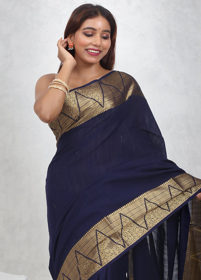 Black Dupion Silk Saree Without Blouse Piece - Indian Silk House Agencies