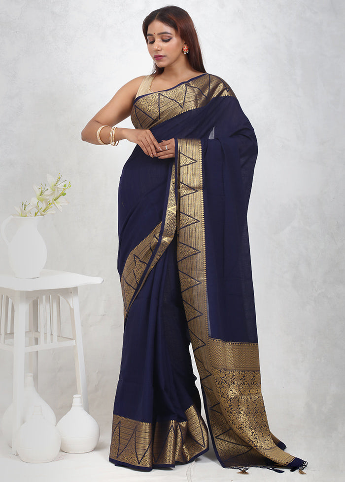 Black Dupion Silk Saree Without Blouse Piece - Indian Silk House Agencies