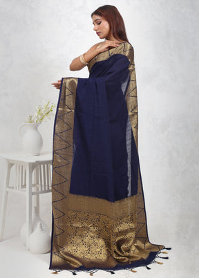 Black Dupion Silk Saree Without Blouse Piece - Indian Silk House Agencies