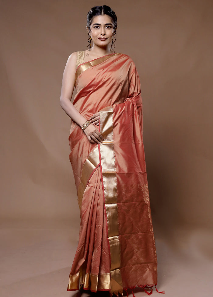 Pink Kanjivaram Silk Saree With Blouse Piece - Indian Silk House Agencies