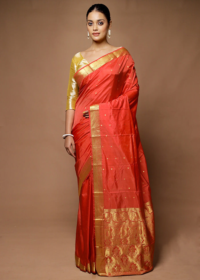 Pink  Kanjivaram Silk Saree With Blouse Piece