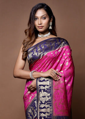 Pink Dupion Silk Saree With Blouse Piece