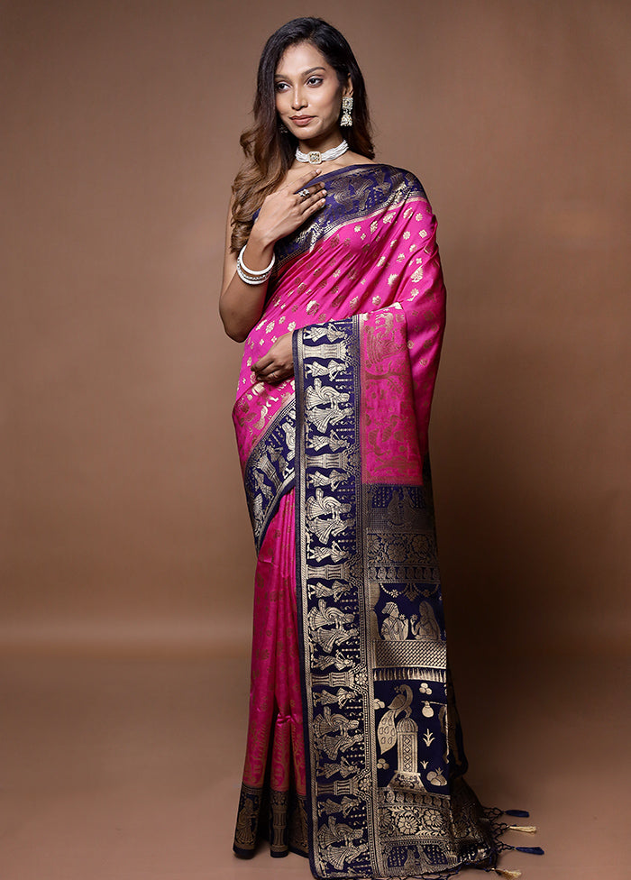 Pink Dupion Silk Saree With Blouse Piece