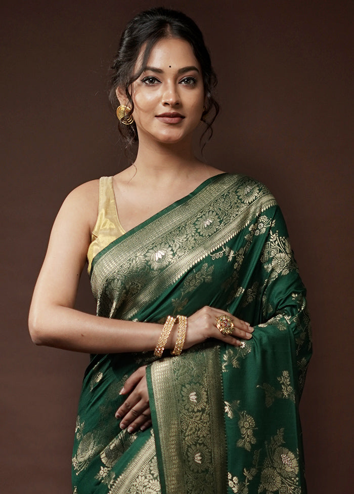 Green Dupion Silk Saree With Blouse Piece - Indian Silk House Agencies