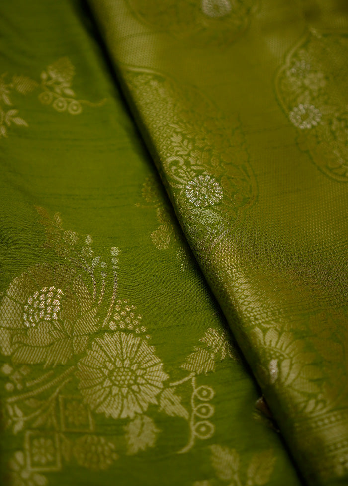 Green Dupion Silk Saree Without Blouse Piece - Indian Silk House Agencies