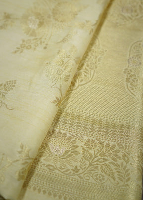 Cream Dupion Silk Saree Without Blouse Piece - Indian Silk House Agencies