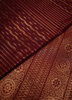 Maroon Cotton Saree With Blouse Piece - Indian Silk House Agencies