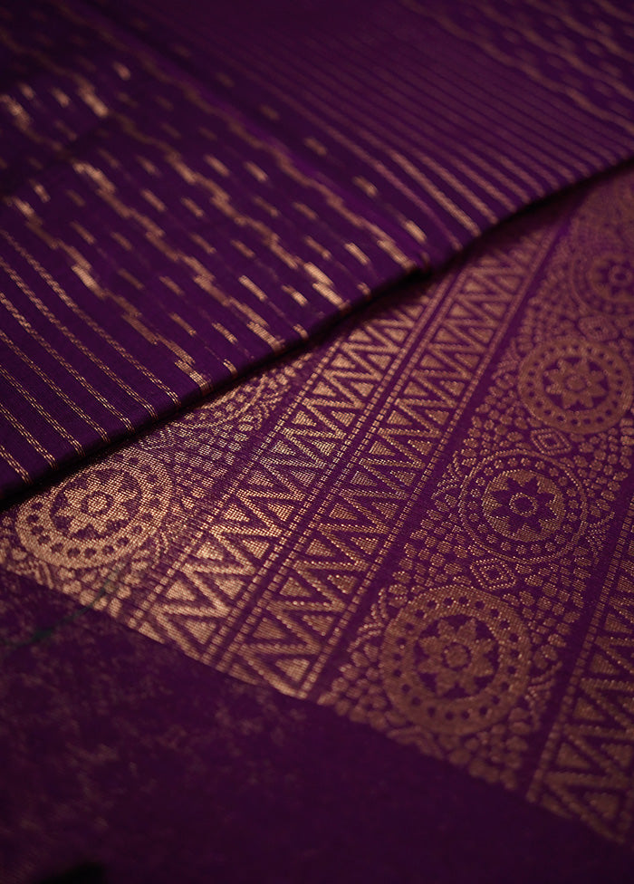 Purple Cotton Saree With Blouse Piece - Indian Silk House Agencies