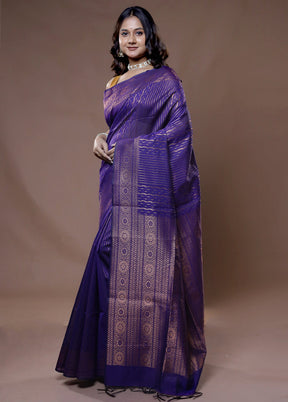 Blue Cotton Saree With Blouse Piece - Indian Silk House Agencies