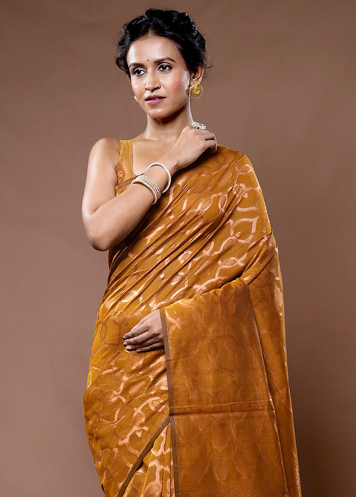 Yellow Cotton Saree With Blouse Piece - Indian Silk House Agencies