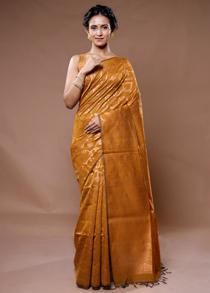 Yellow Cotton Saree With Blouse Piece - Indian Silk House Agencies