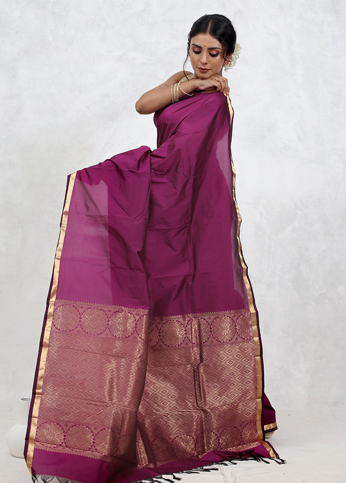 Pink Kanjivaram Silk Saree With Blouse Piece