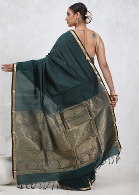 Green Kanjivaram Silk Saree With Blouse Piece