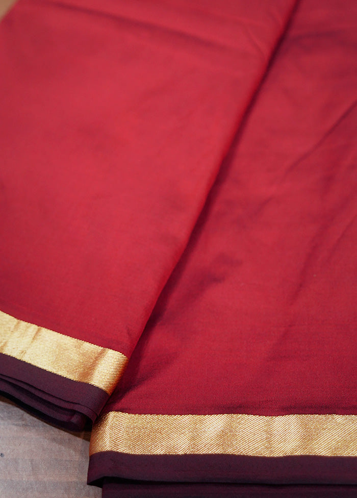 Maroon Kanjivaram Silk Saree Without Blouse Piece - Indian Silk House Agencies