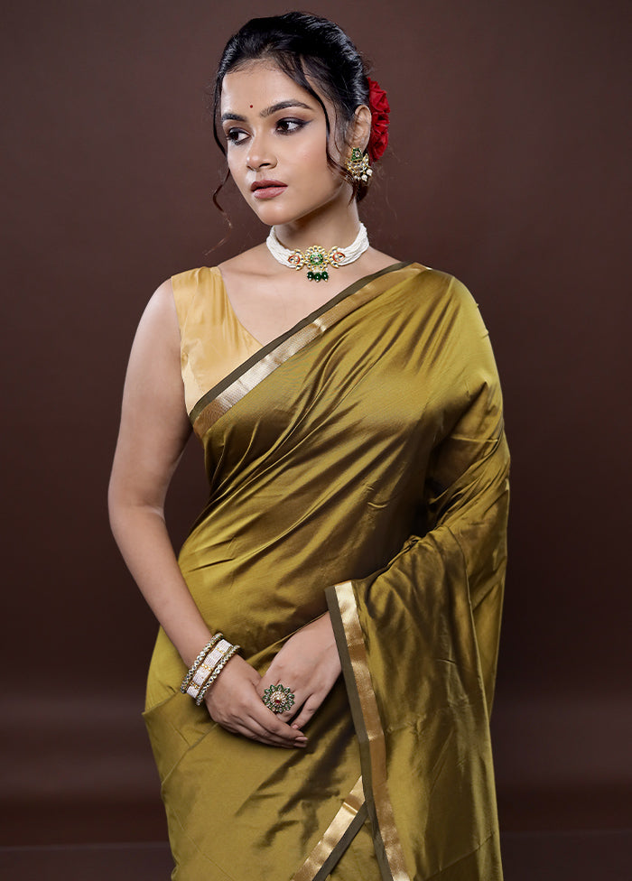 Green Kanjivaram Silk Saree Without Blouse Piece - Indian Silk House Agencies