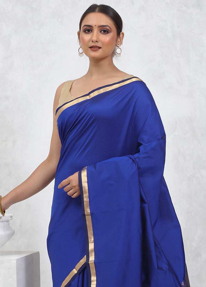 Blue Kanjivaram Silk Saree With Blouse Piece - Indian Silk House Agencies