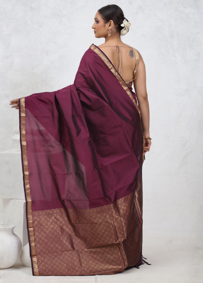 Maroon Kanjivaram Silk Saree With Blouse Piece