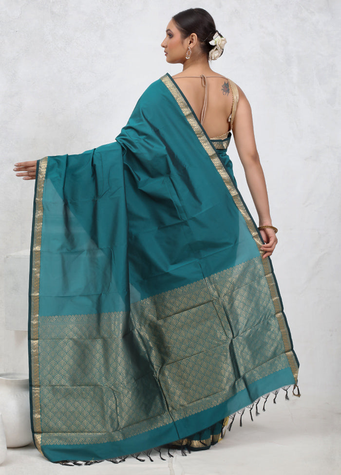 Green Kanjivaram Silk Saree With Blouse Piece