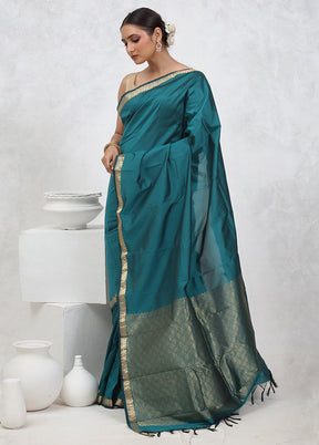 Green Kanjivaram Silk Saree With Blouse Piece