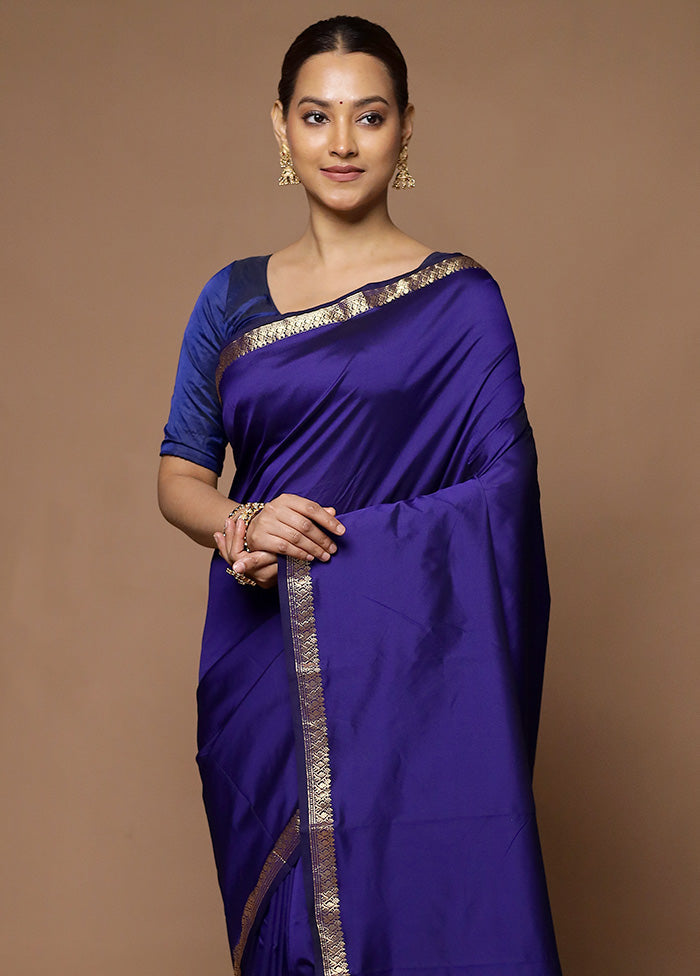 Blue Kanjivaram Silk Saree With Blouse Piece