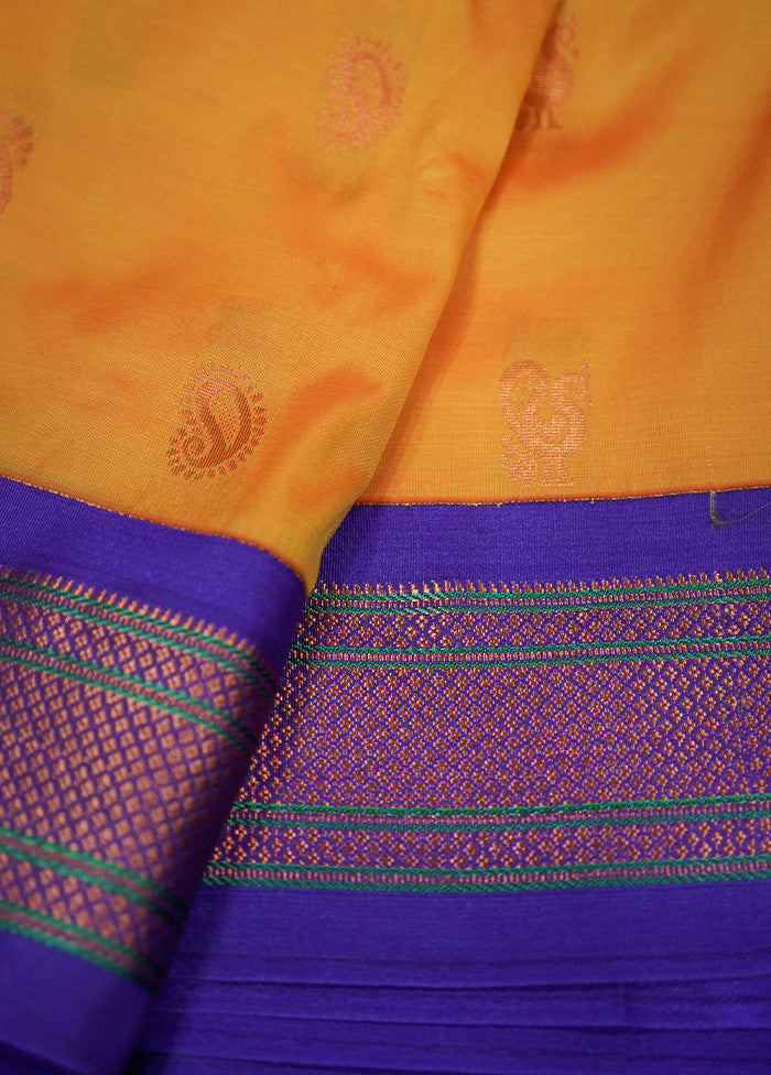 Orange Kanjivaram Silk Saree With Blouse Piece - Indian Silk House Agencies