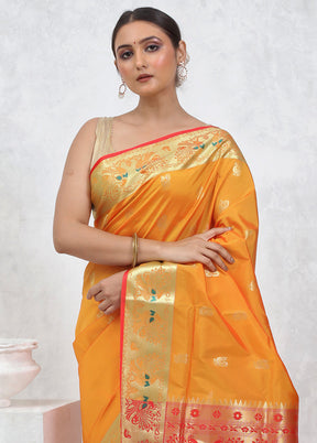 Yellow Kanjivaram Silk Saree With Blouse Piece