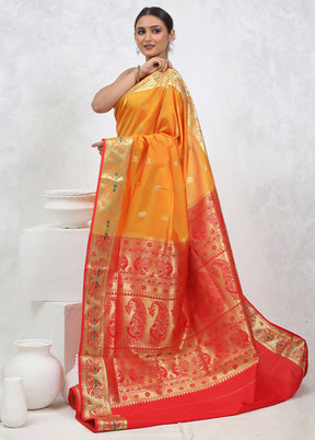 Yellow Kanjivaram Silk Saree With Blouse Piece