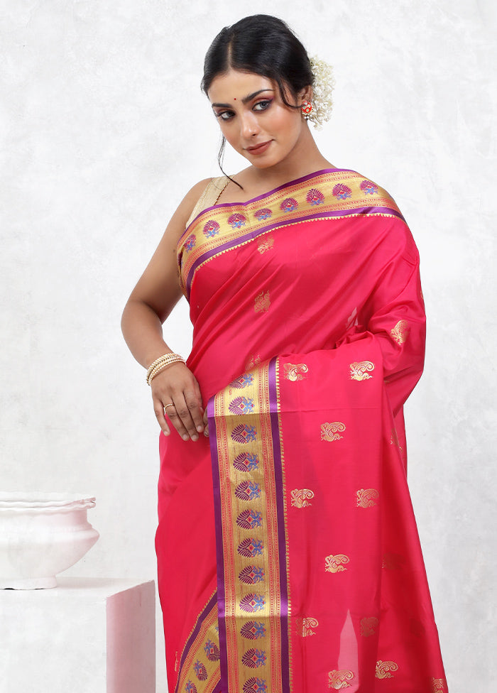 Pink Kanjivaram Silk Saree With Blouse Piece - Indian Silk House Agencies