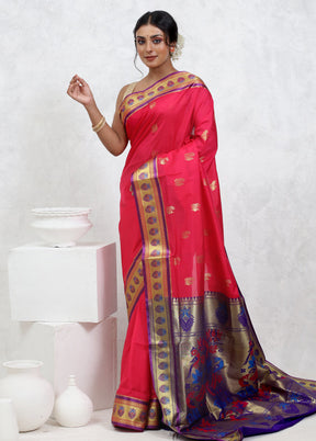 Pink Kanjivaram Silk Saree With Blouse Piece - Indian Silk House Agencies