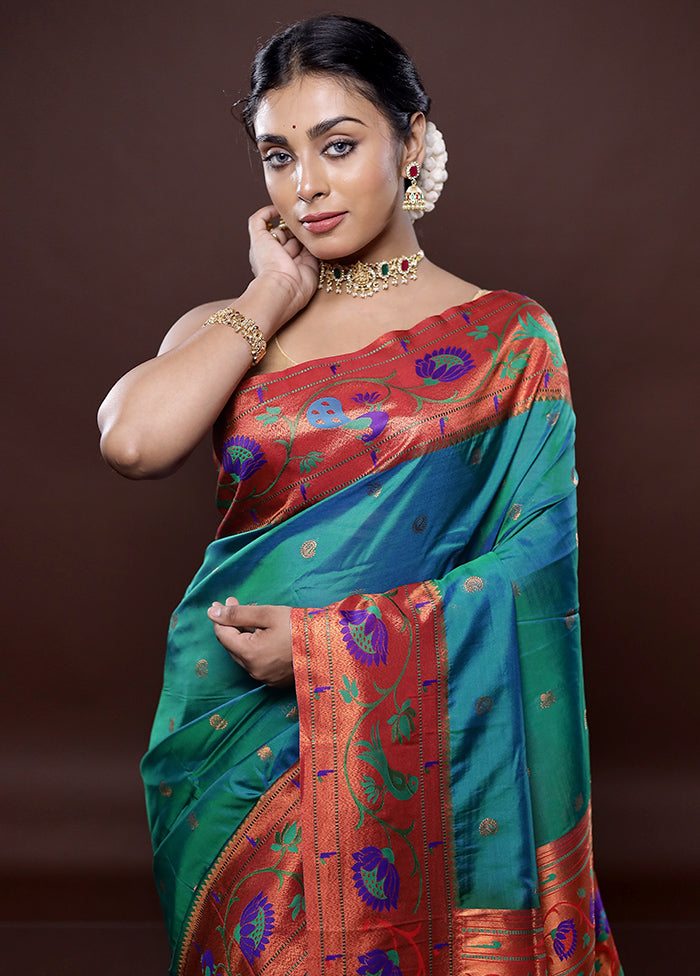 Green Kanjivaram Silk Saree Without Blouse Piece - Indian Silk House Agencies