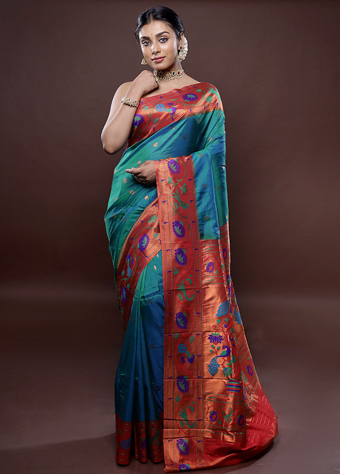 Green Kanjivaram Silk Saree Without Blouse Piece - Indian Silk House Agencies