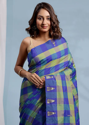 Green Kanjivaram Silk Saree With Blouse Piece - Indian Silk House Agencies