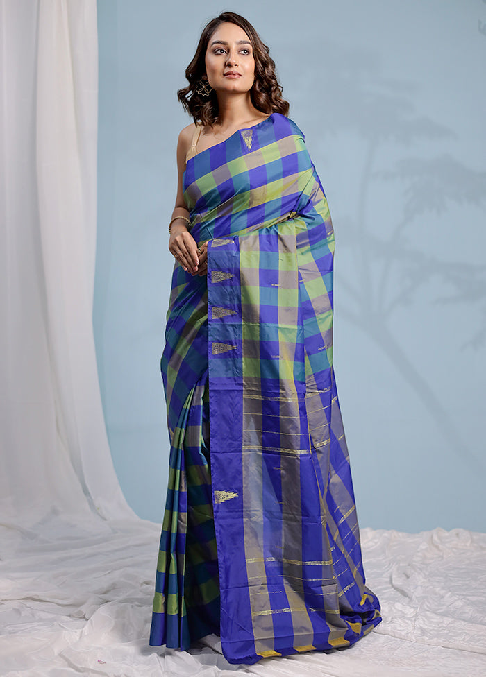 Green Kanjivaram Silk Saree With Blouse Piece - Indian Silk House Agencies