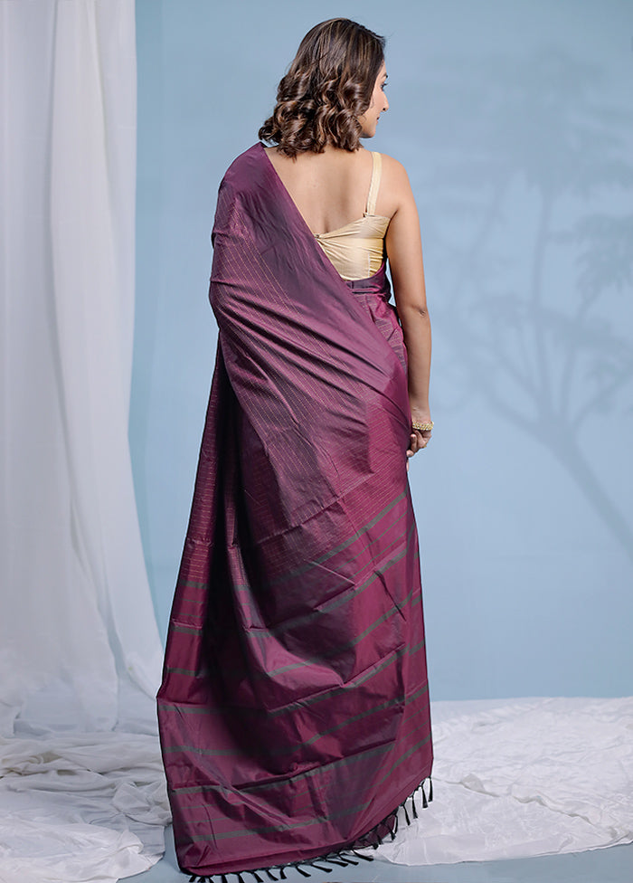 Purple Kanjivaram Silk Saree With Blouse Piece - Indian Silk House Agencies