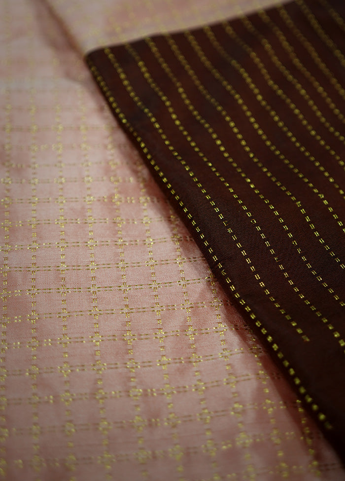 Peach Kanjivaram Silk Saree With Blouse Piece - Indian Silk House Agencies