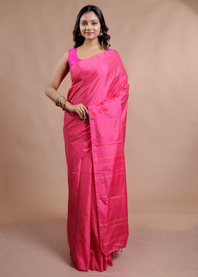 Pink Kanjivaram Silk Saree With Blouse Piece - Indian Silk House Agencies